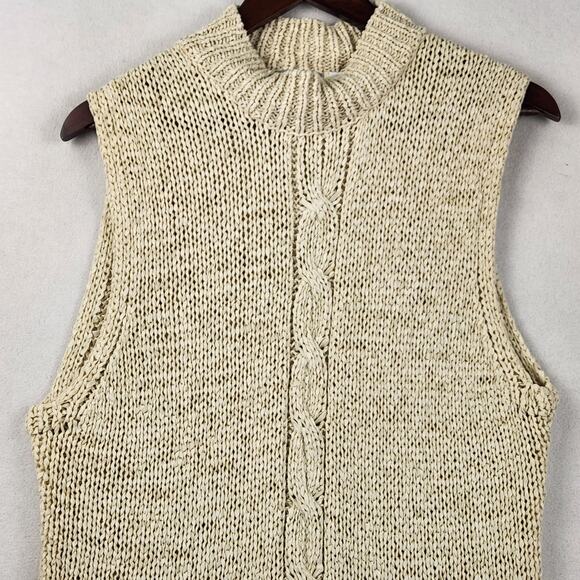 Liz Claiborne Collection Cable Knit Sweater Vest Women’s SZ XL Cream Mock Neck - Picture 5 of 13